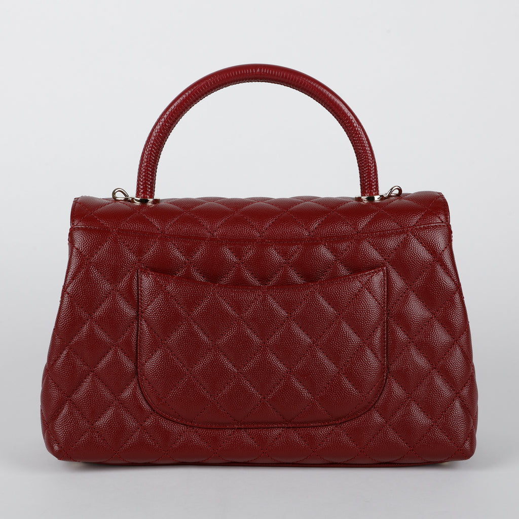 Medium Coco Handle, Burgundy Caviar Lizard Embossed Handle