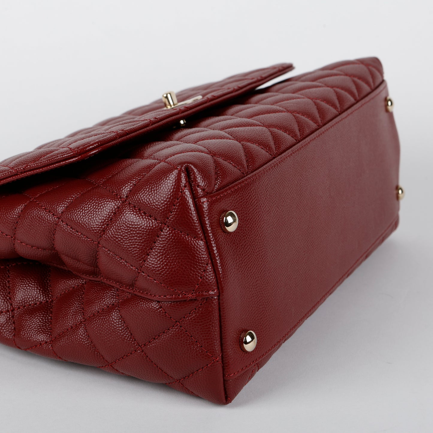 Medium Coco Handle, Burgundy Caviar Lizard Embossed Handle