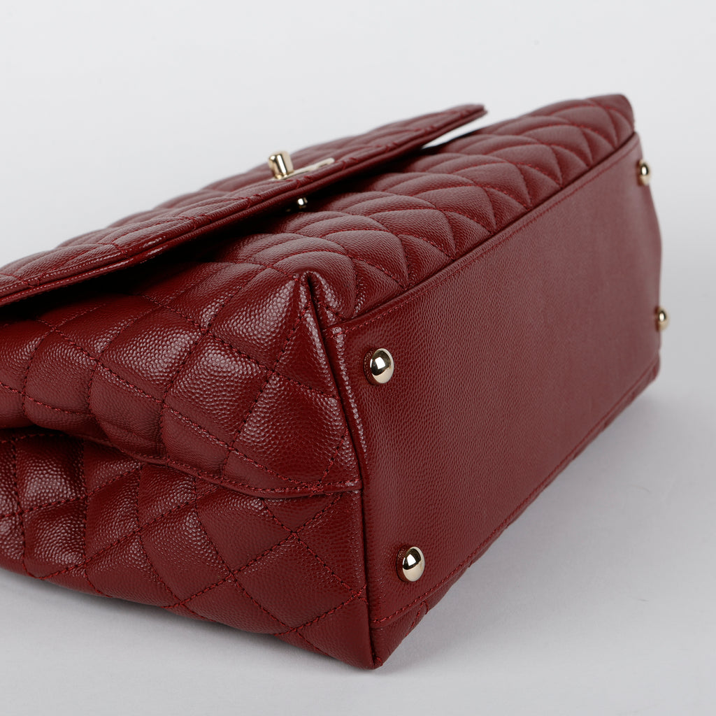 Medium Coco Handle, Burgundy Caviar Lizard Embossed Handle