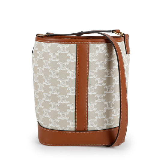 Triomphe Bucket Bag, Cream