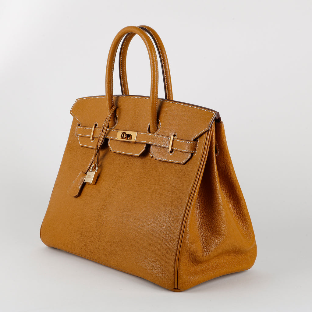 Birkin 35 Chèvre Carmel Gold Hardware