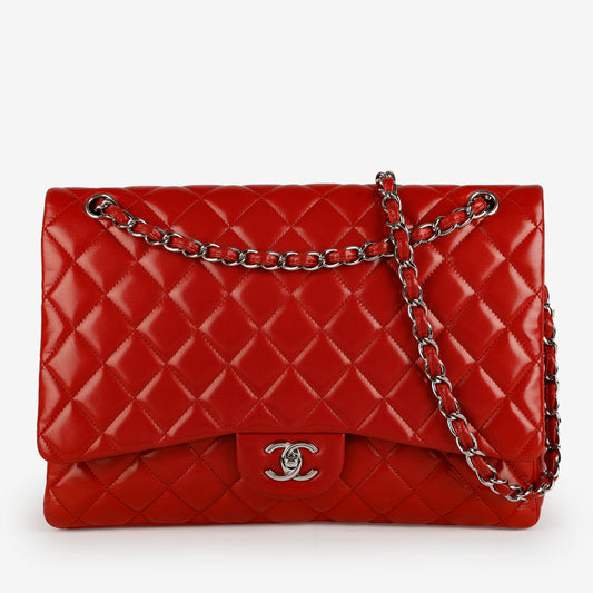 Maxi Single Flap, Red Lambskin