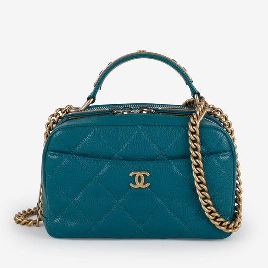 Double Zip Vanity, Turquoise Caviar Gold Hardware