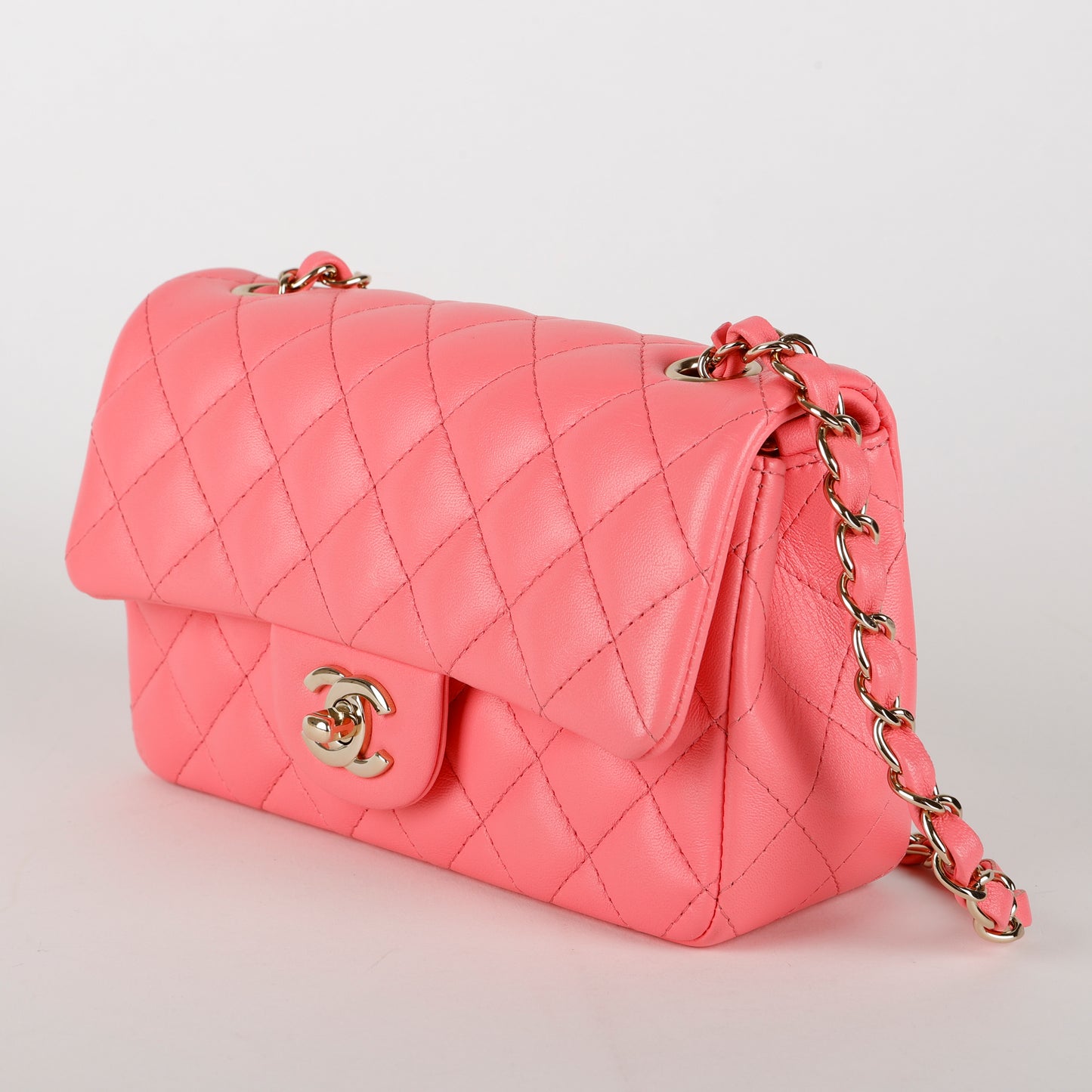 Mini Classic Flap, Pink Lambskin