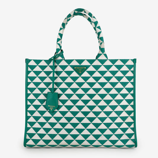 Medium Symbole Shopper, Green/Cream