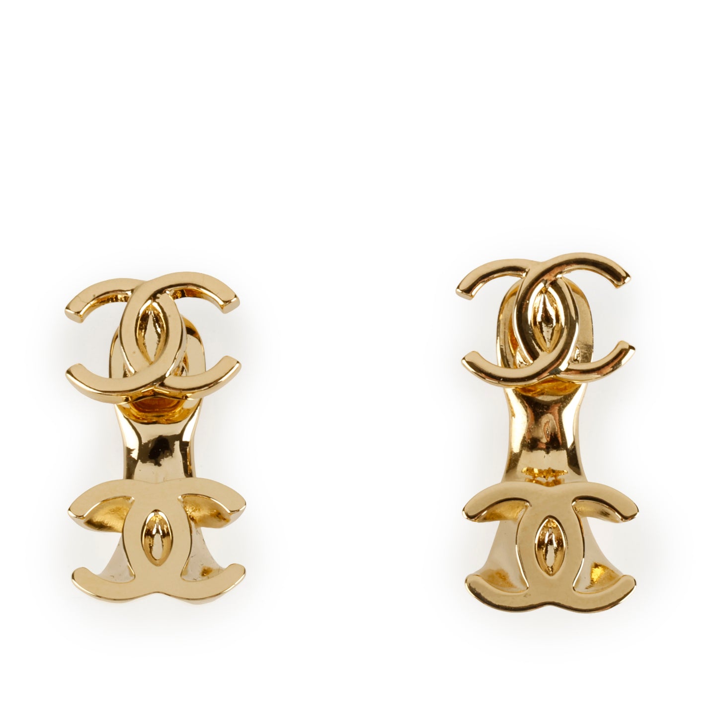 2 Way Gold CC Stud Earrings