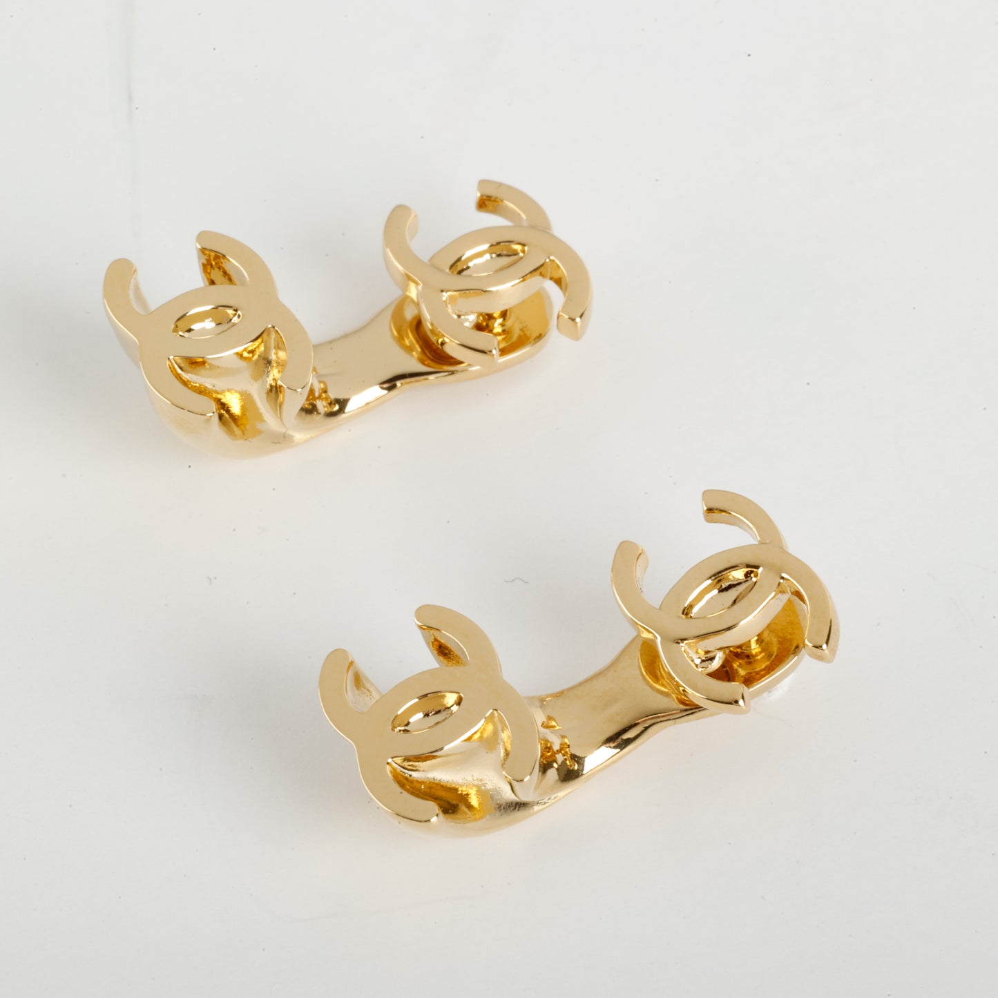 2 Way Gold CC Stud Earrings