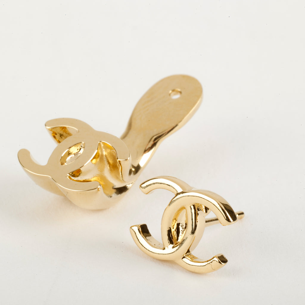 2 Way Gold CC Stud Earrings