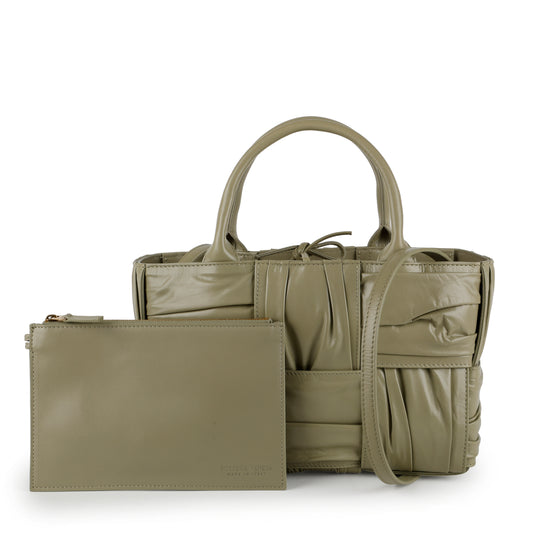 Mini Foulard Intrecciato Arco Tote, Khaki
