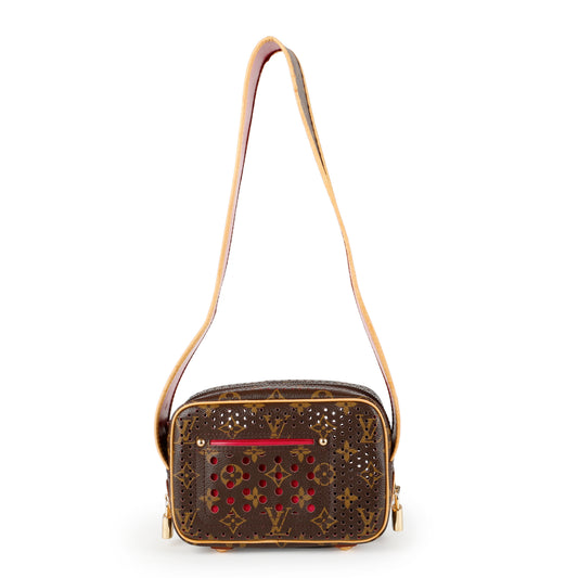 Trocadero, Monogram/Fuschia Perforated