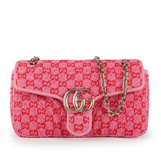 Medium GG Marmont, Pink and Red GG Bouclé