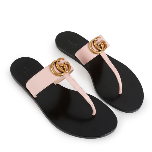 GG Marmont Sandals, Pink GHW Size: 38 (US 8)