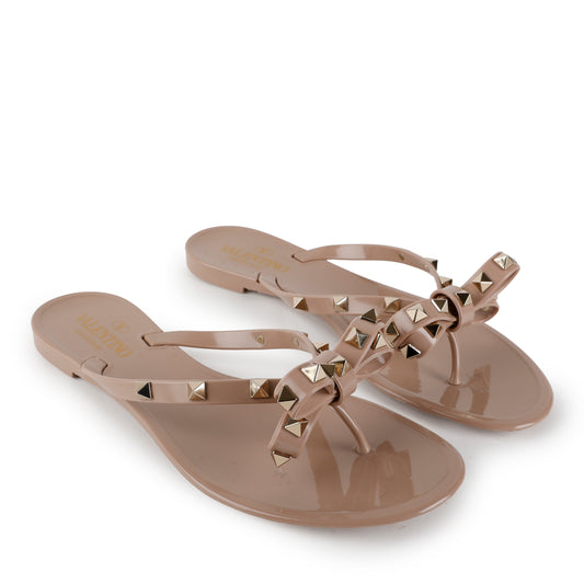 Rockstud Jelly Sandals, Beige Size: 39 (US 9)