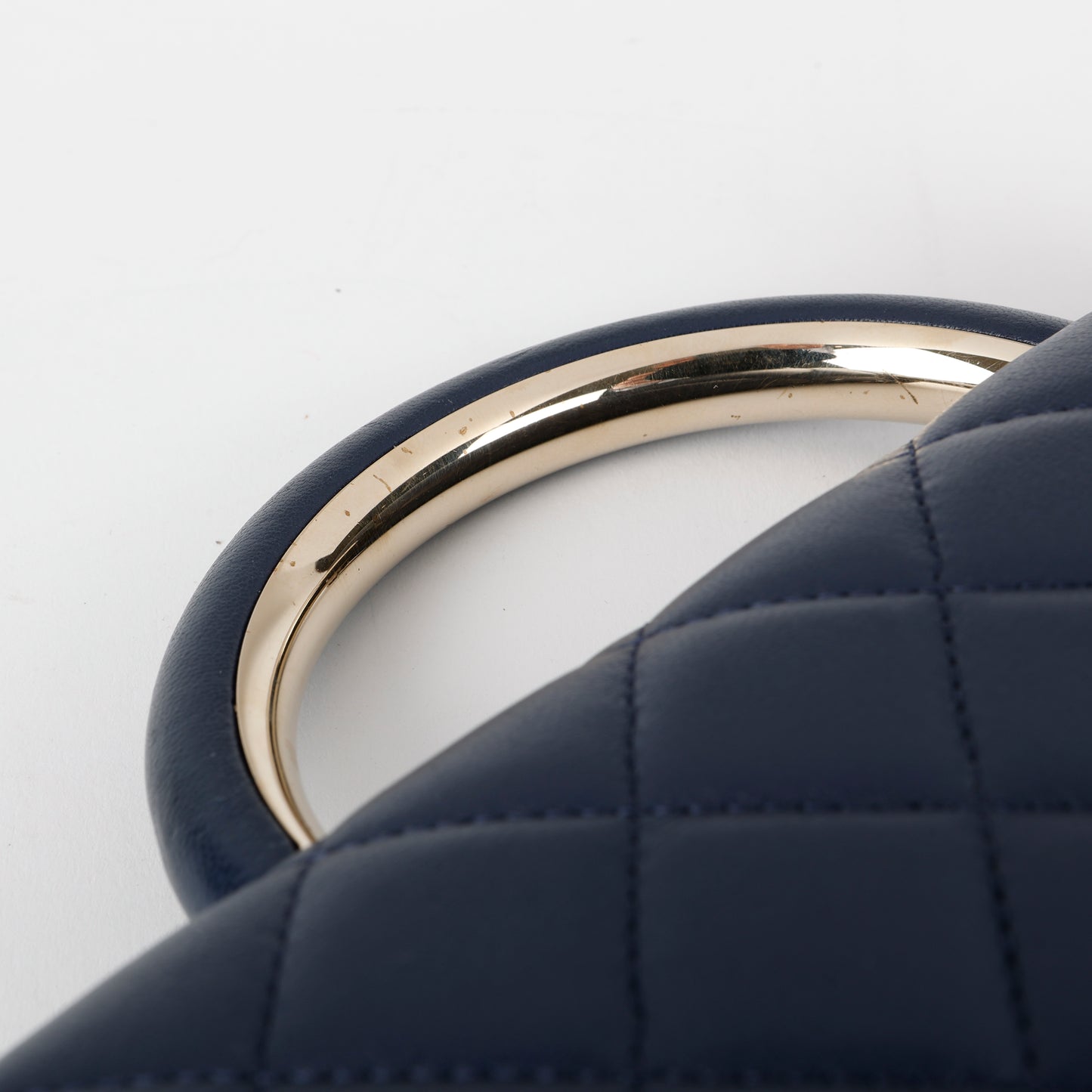 Charming Top Handle Wallet on Chain, Navy Lambskin