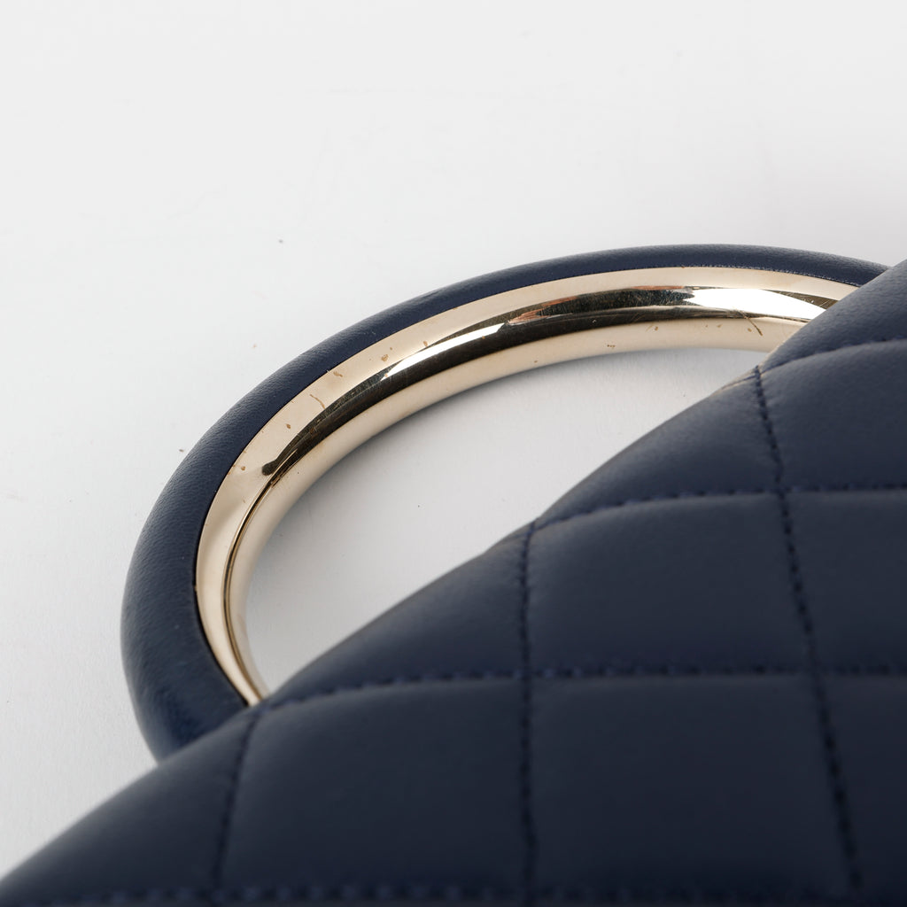 Charming Top Handle Wallet on Chain, Navy Lambskin