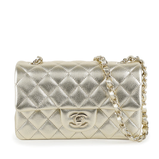 Mini Single Flap, Light Gold Lambskin