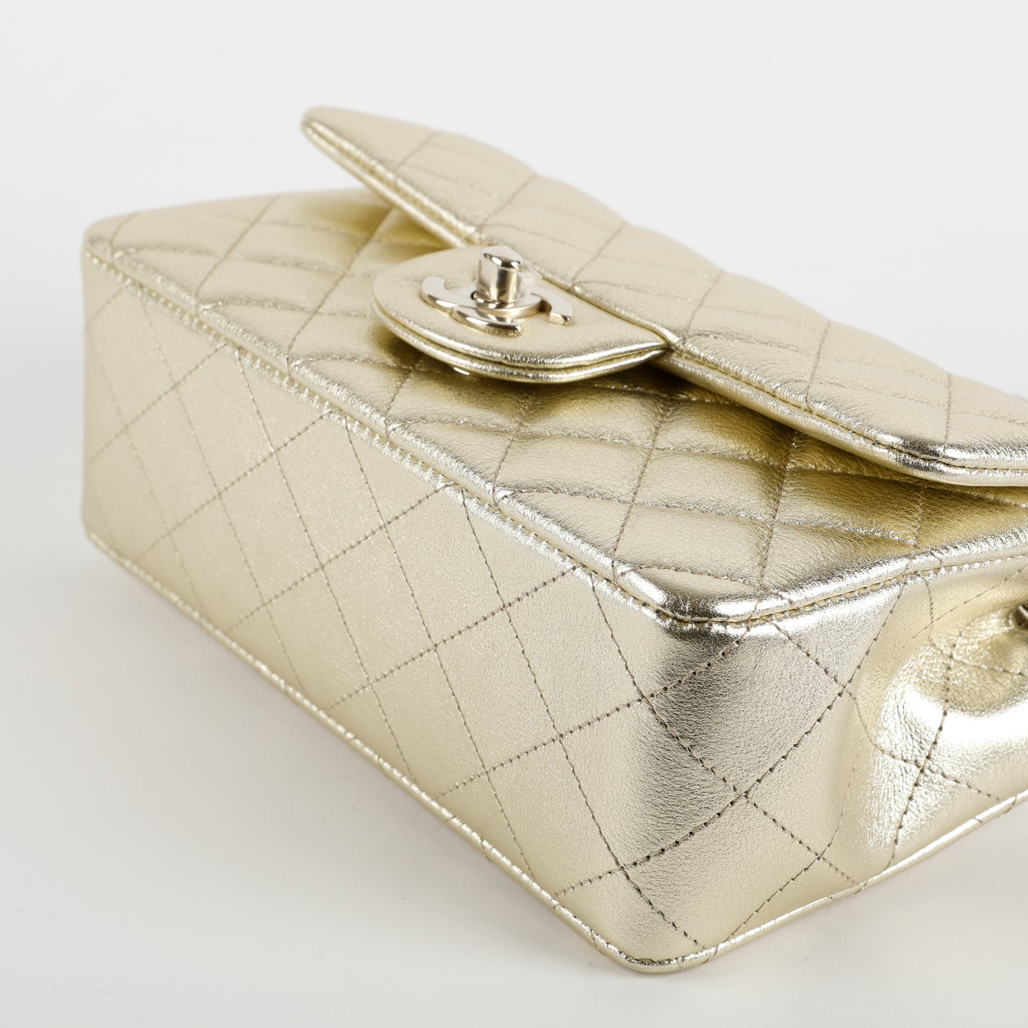 Mini Single Flap, Light Gold Lambskin