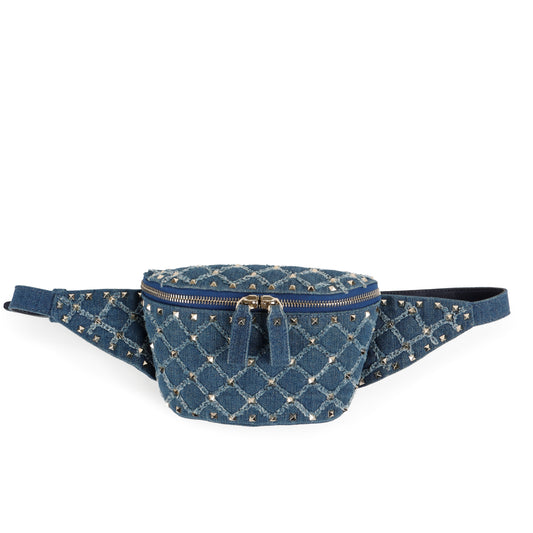 Rockstud Spike Belt Bag Quilted Denim
