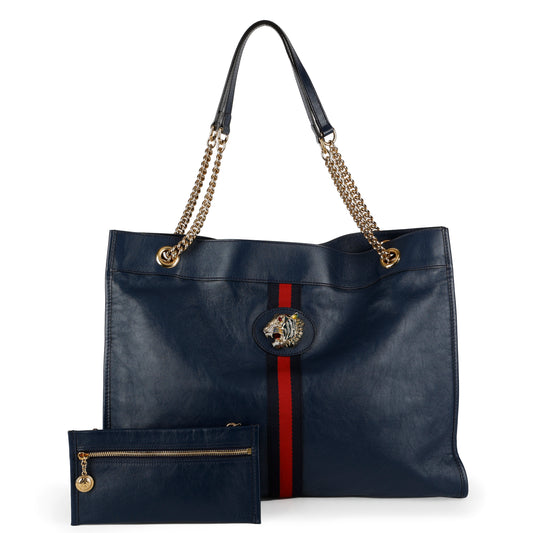 Large Raja Chain Tote, Navy Blue