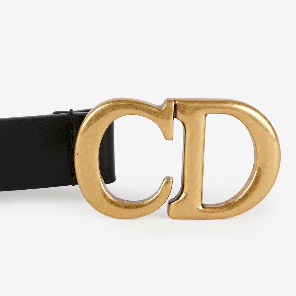 CD Calfskin Belt, Black Size: 80 (US 4-6)