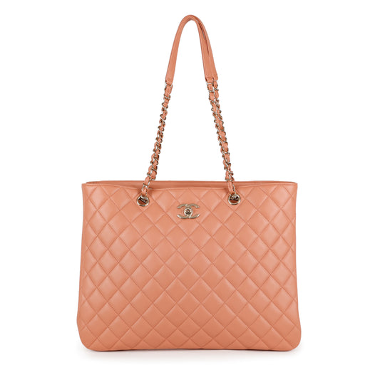 Large CC Shopping Tote, Dusty Pink Calfskin GHW