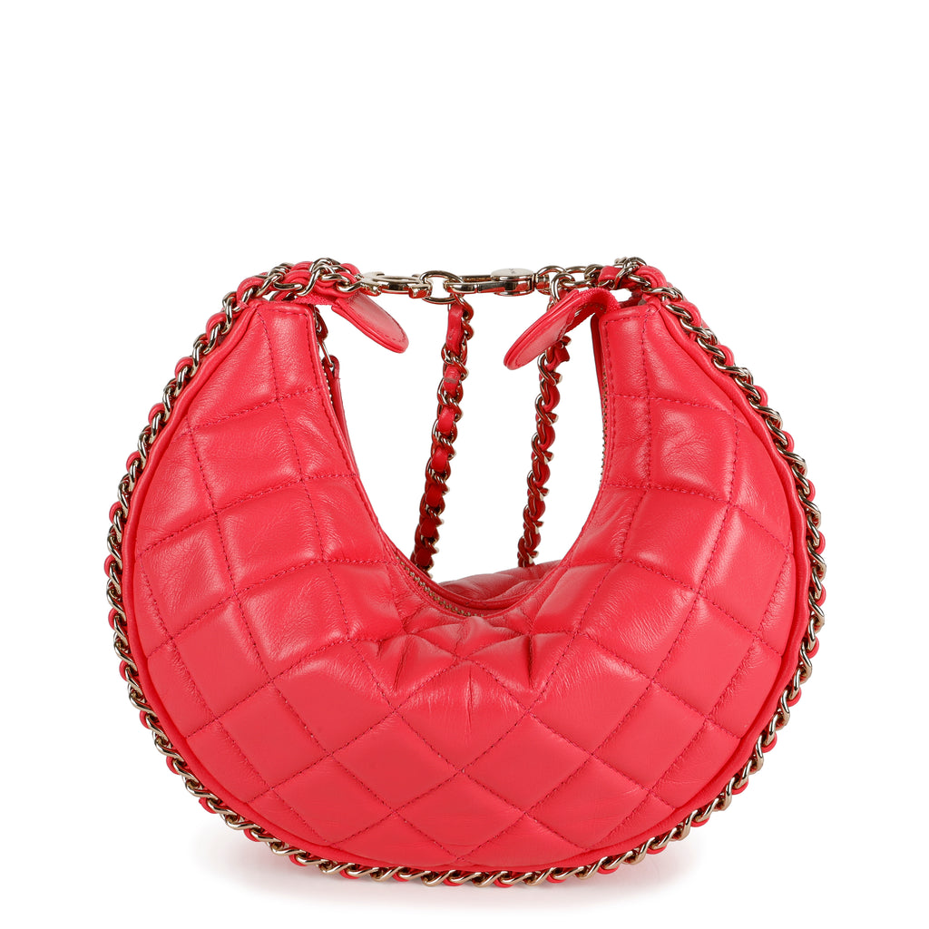 Chain Around Hobo, Pink Lambskin