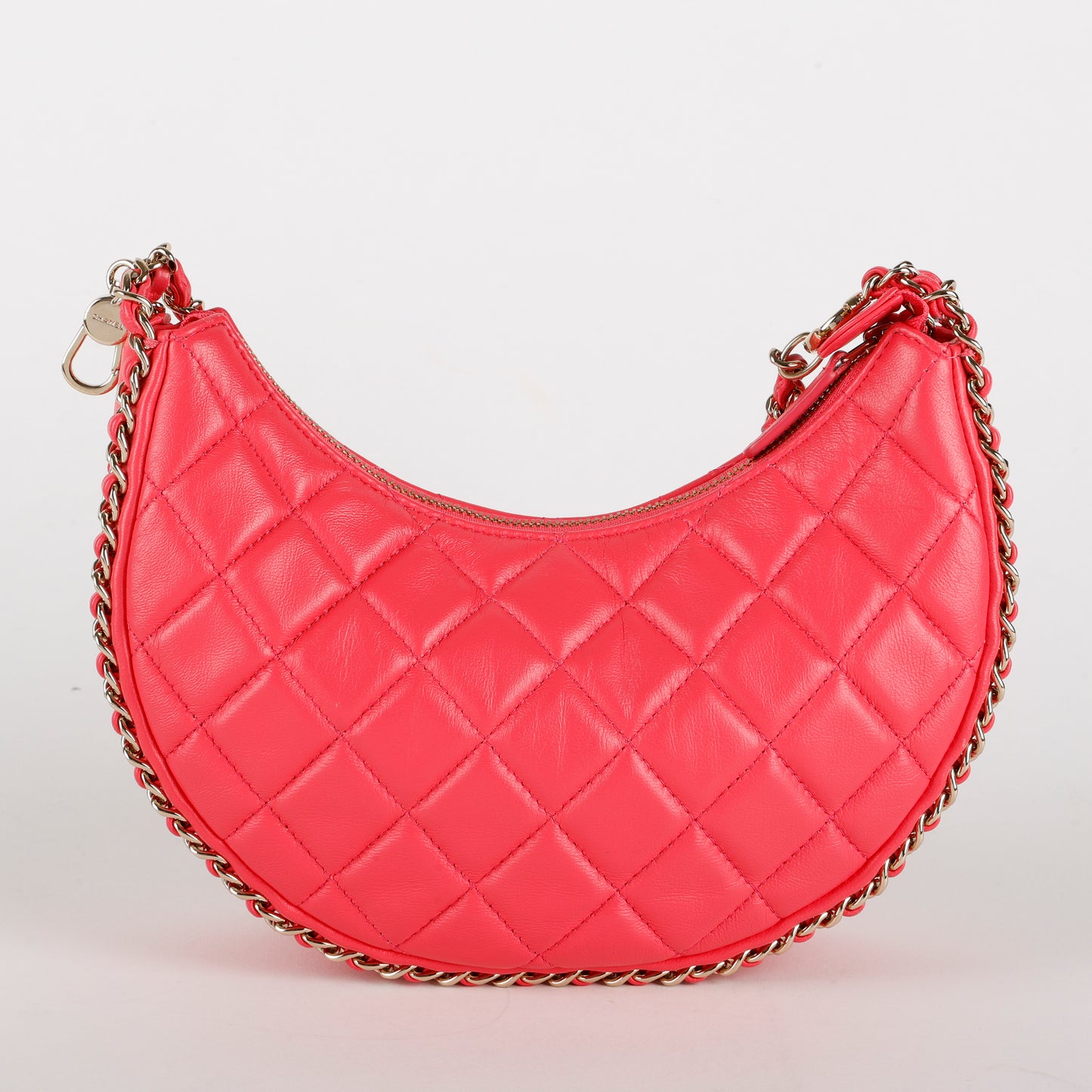 Chain Around Hobo, Pink Lambskin