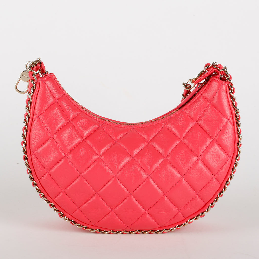 Chain Around Hobo, Pink Lambskin