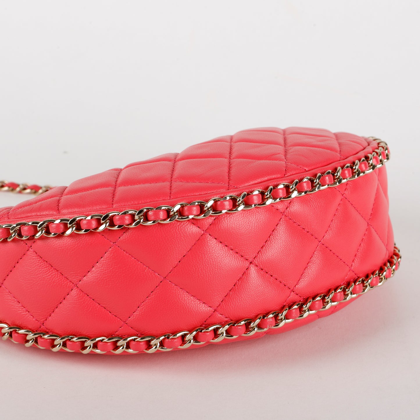Chain Around Hobo, Pink Lambskin
