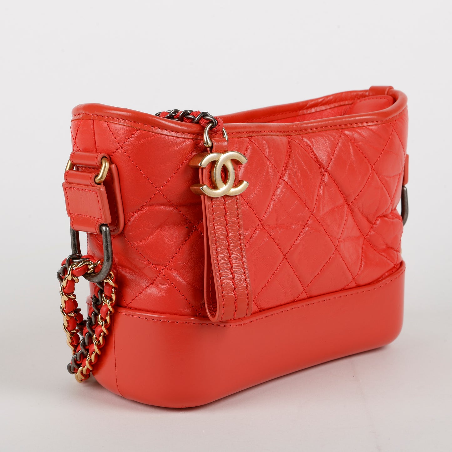 Small Gabrielle, Coral Aged Calfskin