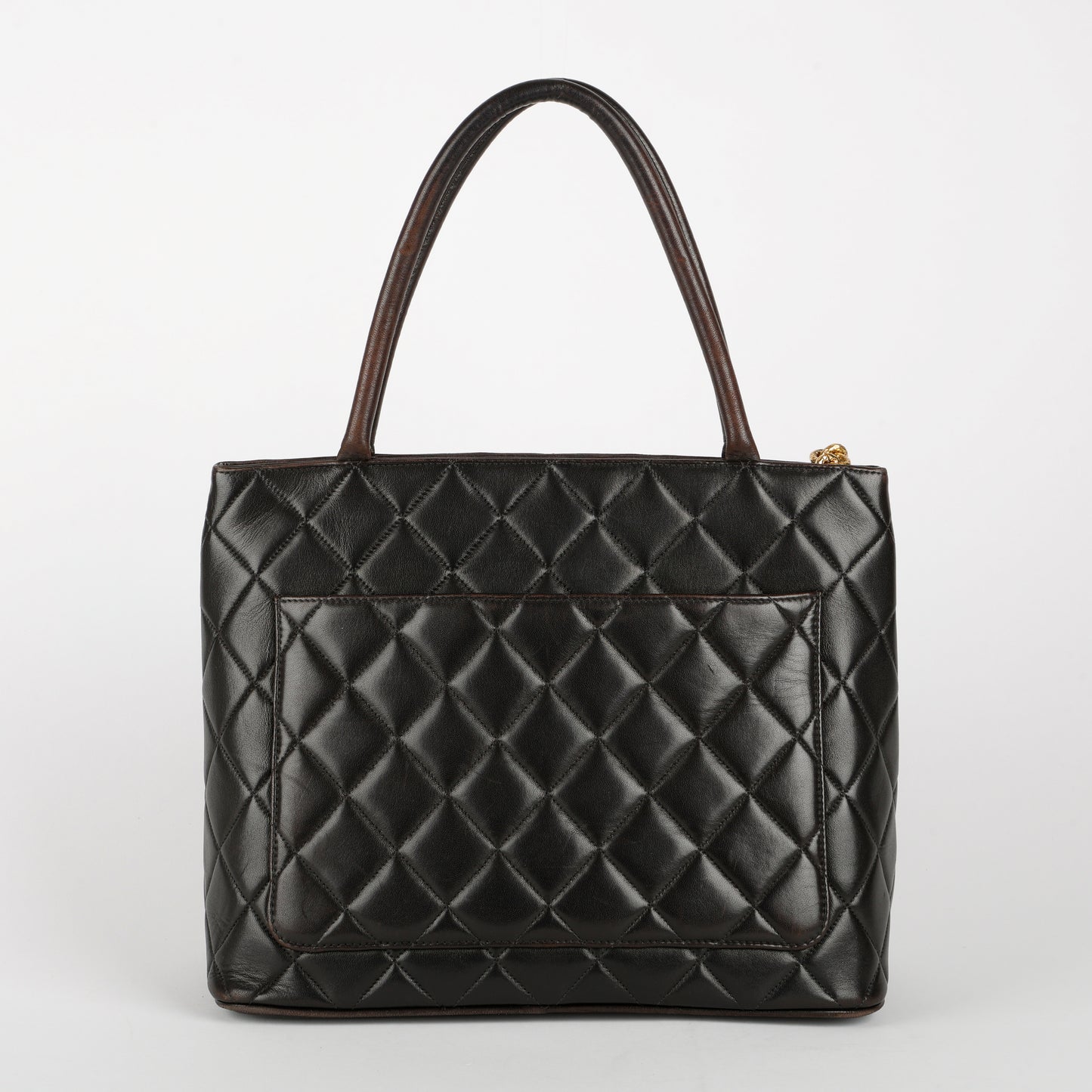 Medium Medallion Tote, Black Lambskin