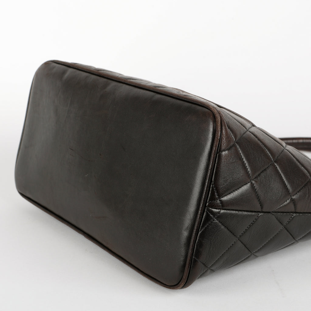 Medium Medallion Tote, Black Lambskin