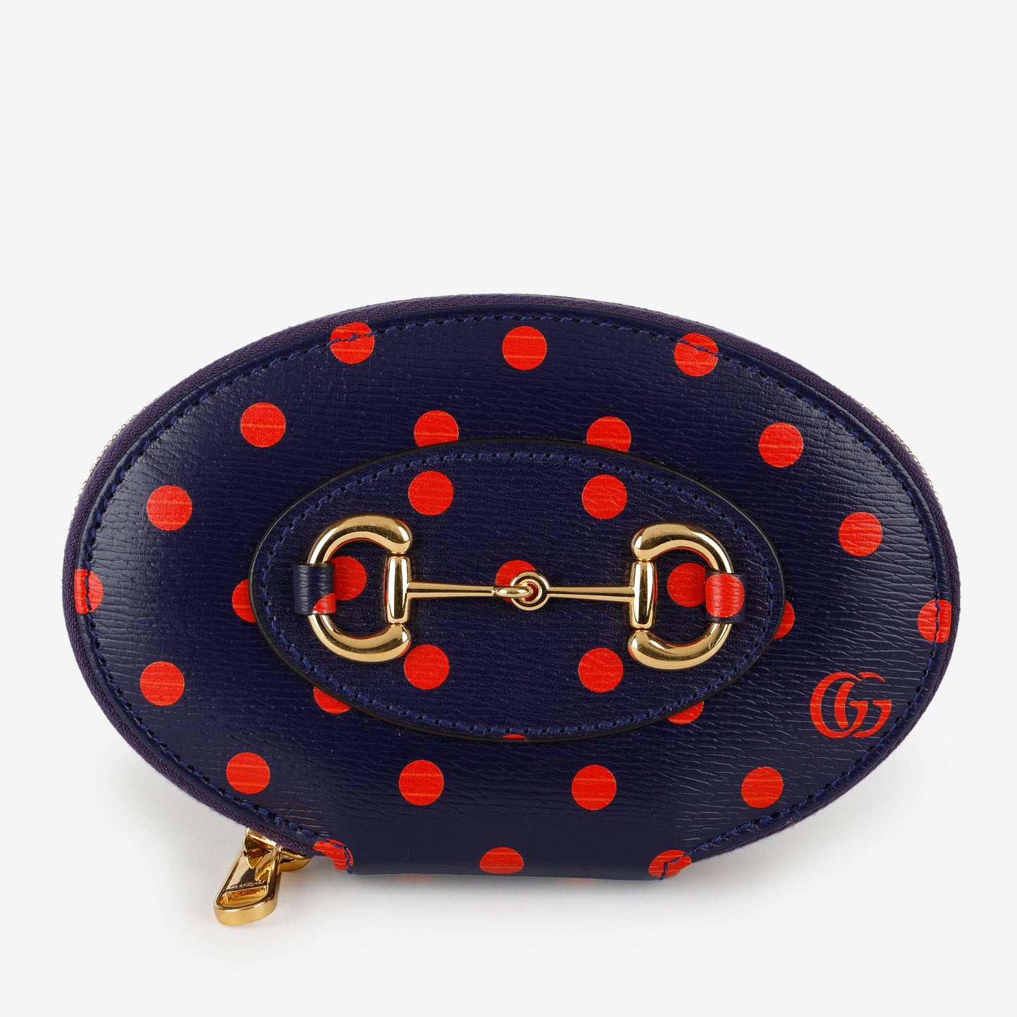 Mini Shangai Horsebit Coin Pouch, Navy/Red