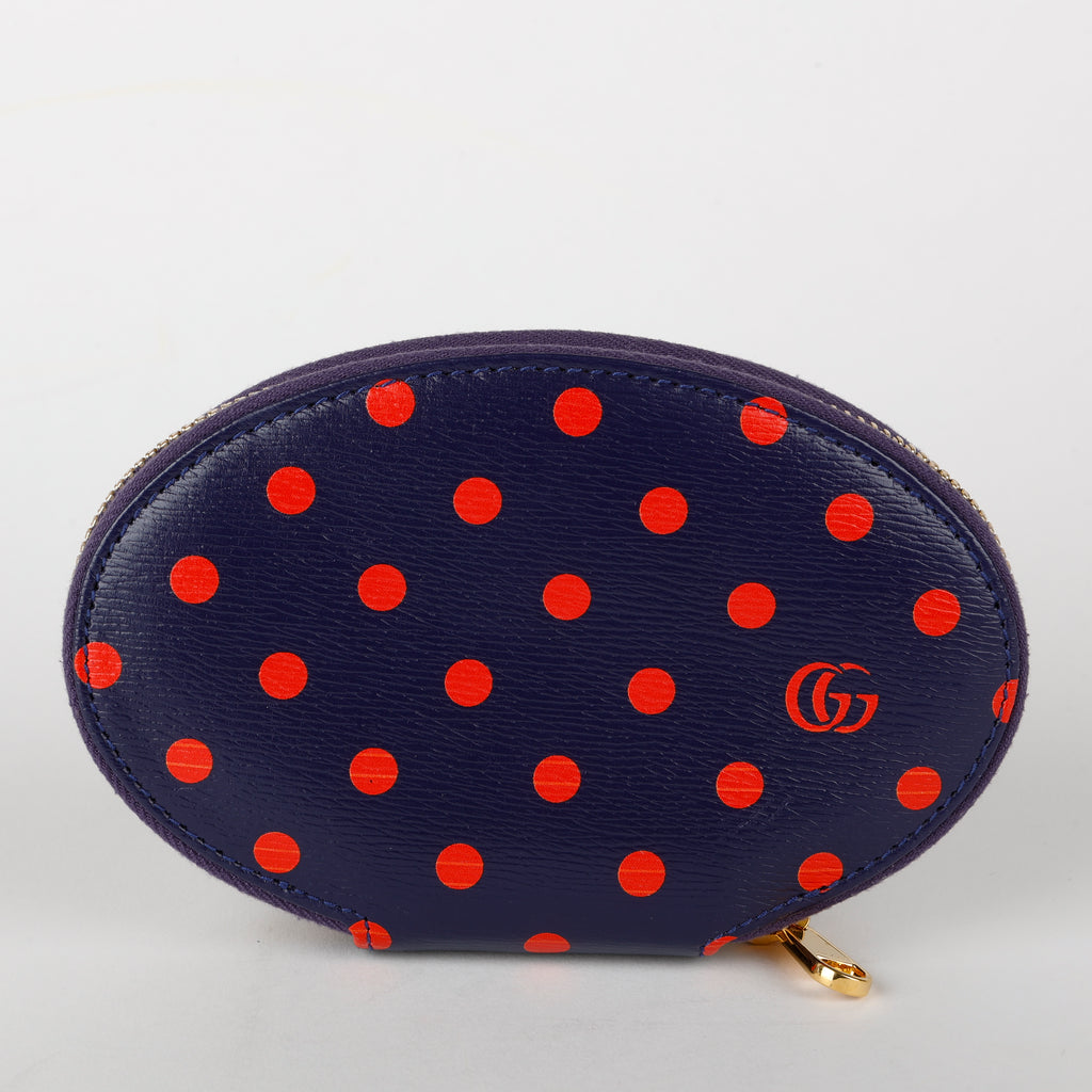 Mini Shangai Horsebit Coin Pouch, Navy/Red