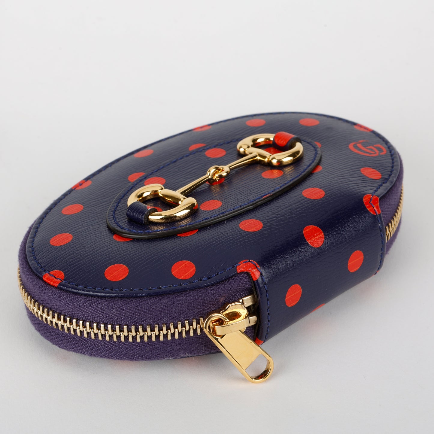 Mini Shangai Horsebit Coin Pouch, Navy/Red