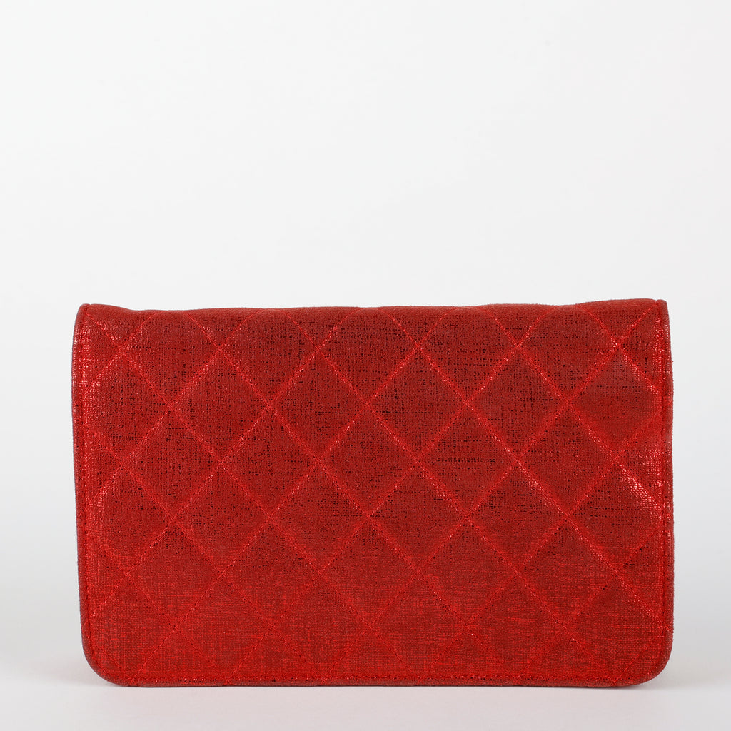 Wallet On Chain Tweed, Sparkle Red Silver Hardware