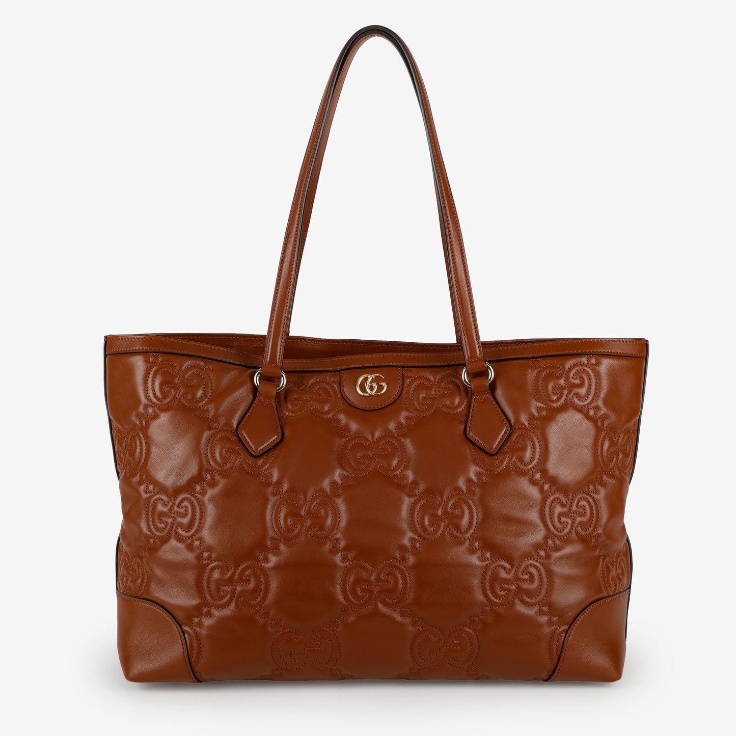 Medium GG Matelasse Shopping Tote, Peanut Brown
