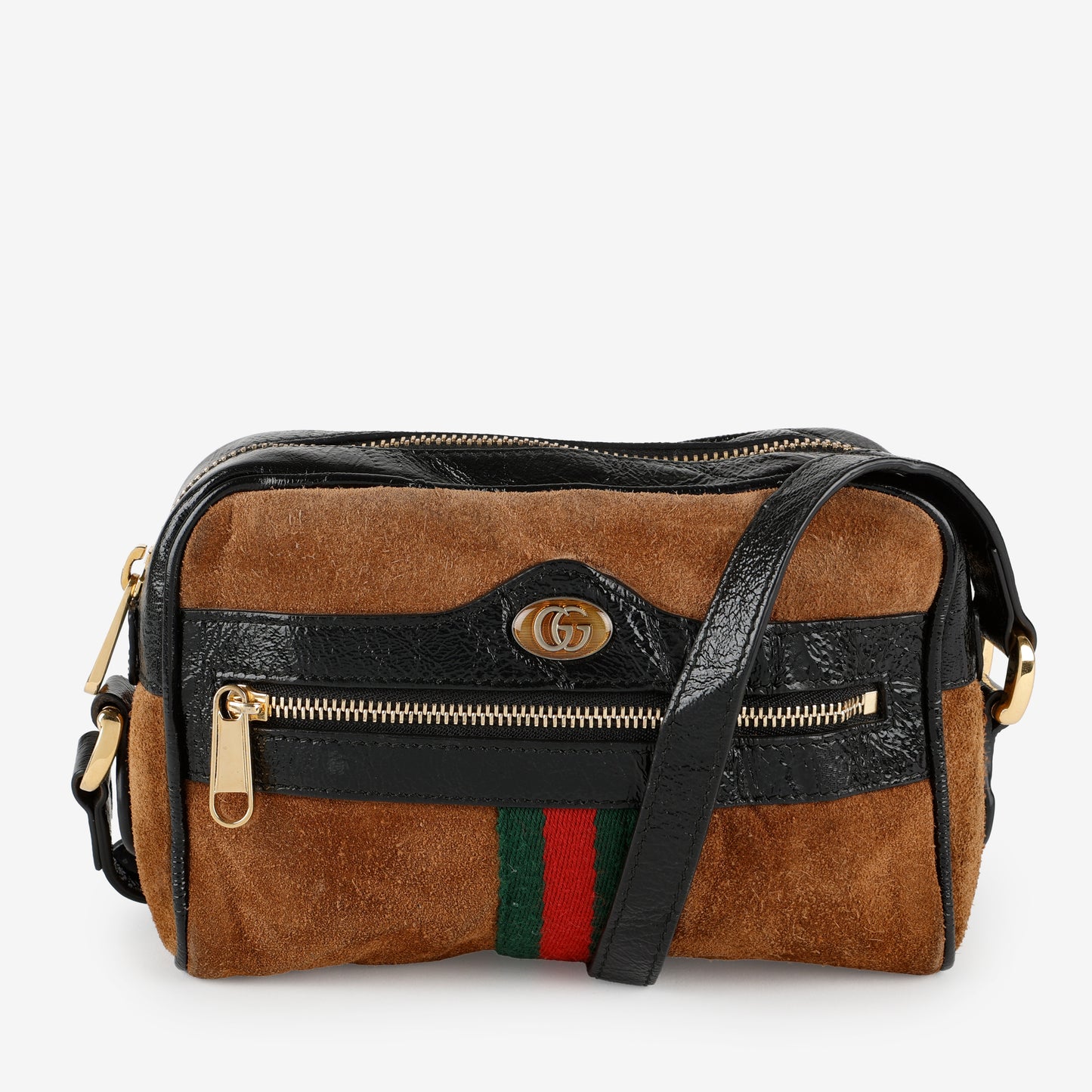 Mini Ophidia Camera Bag, Brown Suede