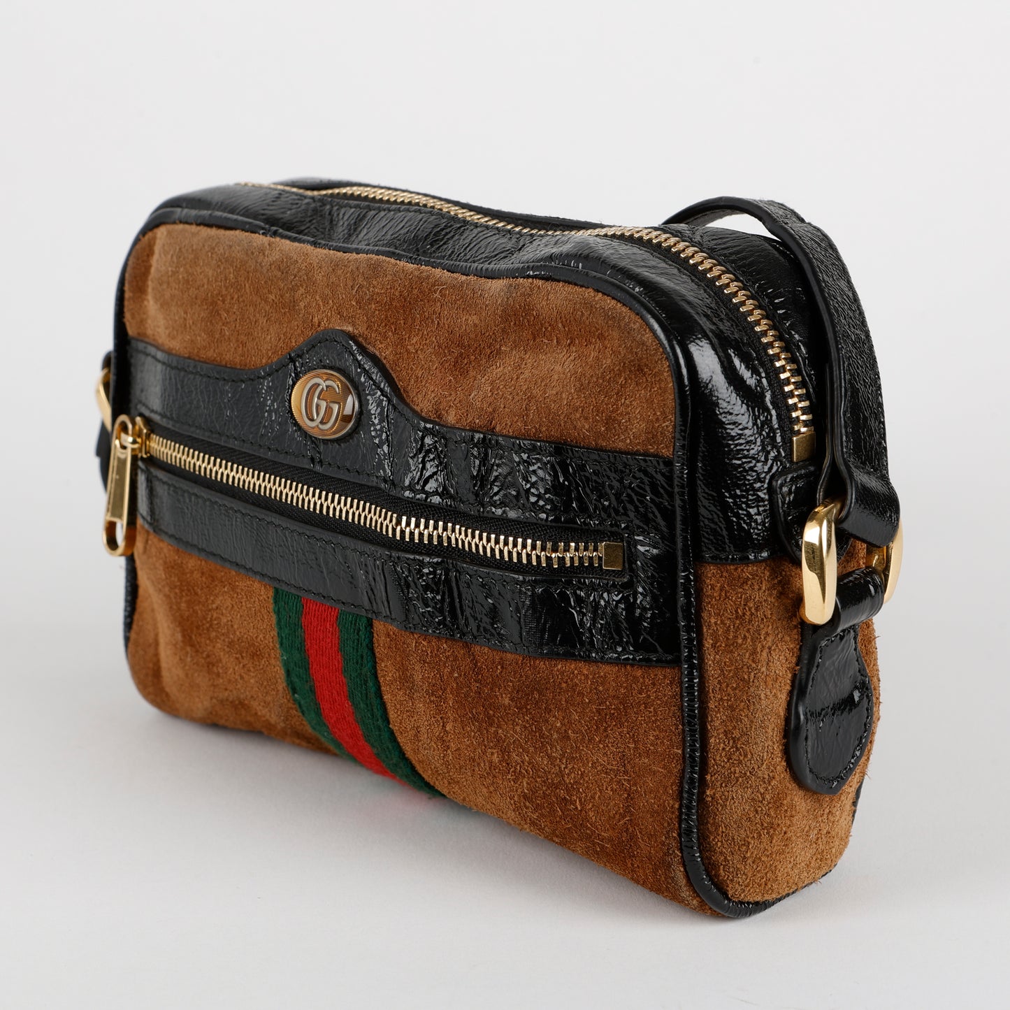 Mini Ophidia Camera Bag, Brown Suede