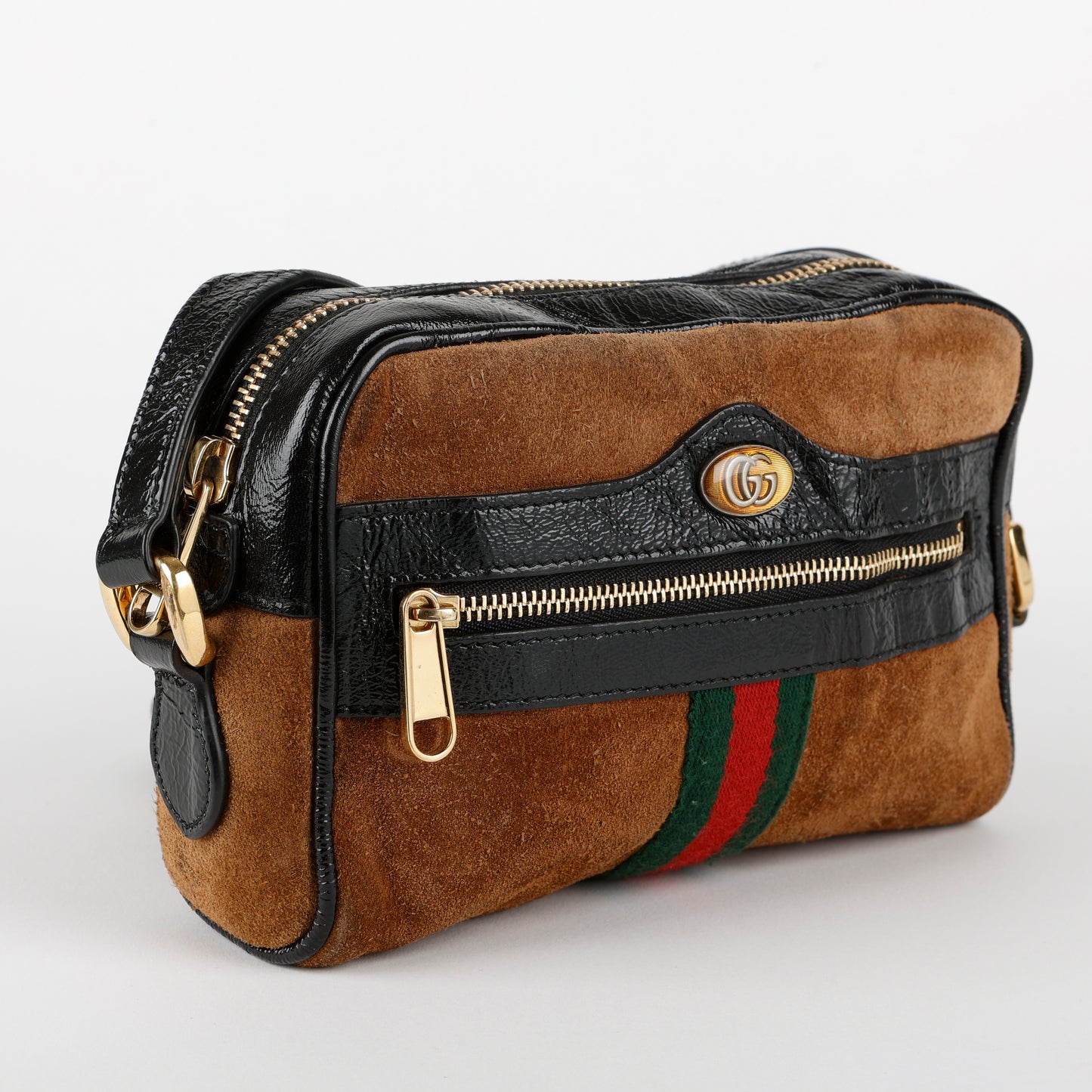 Mini Ophidia Camera Bag, Brown Suede
