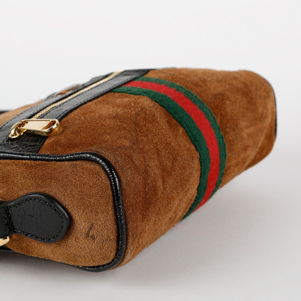 Mini Ophidia Camera Bag, Brown Suede
