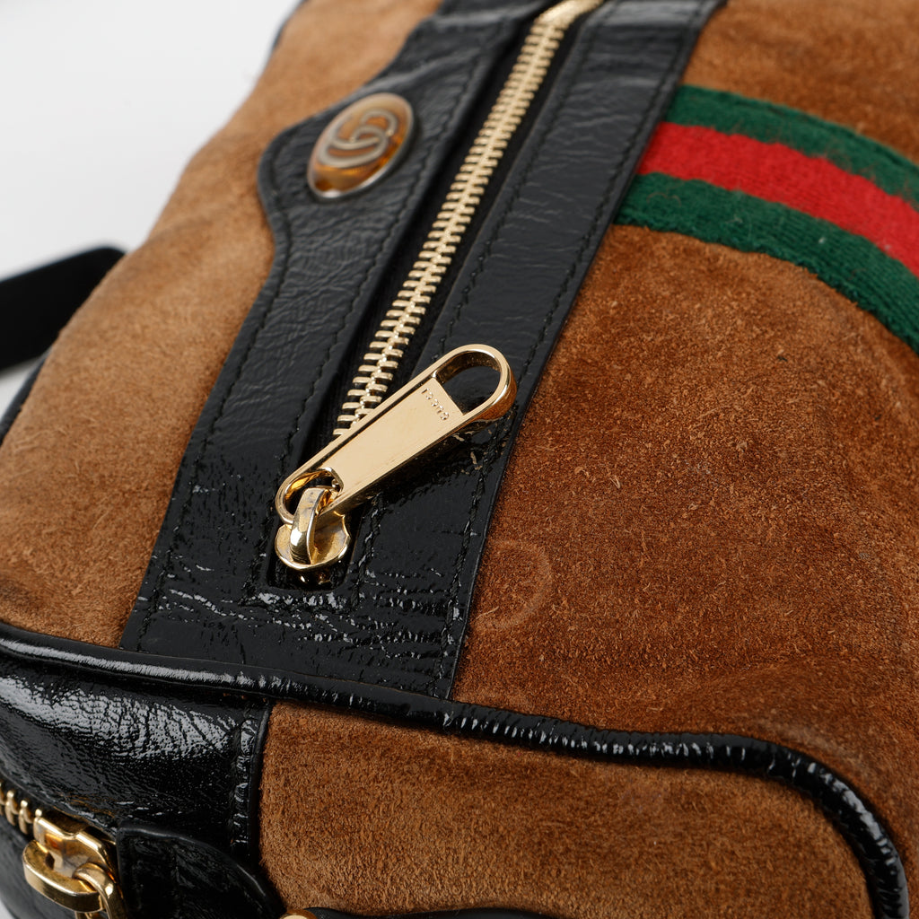 Mini Ophidia Camera Bag, Brown Suede