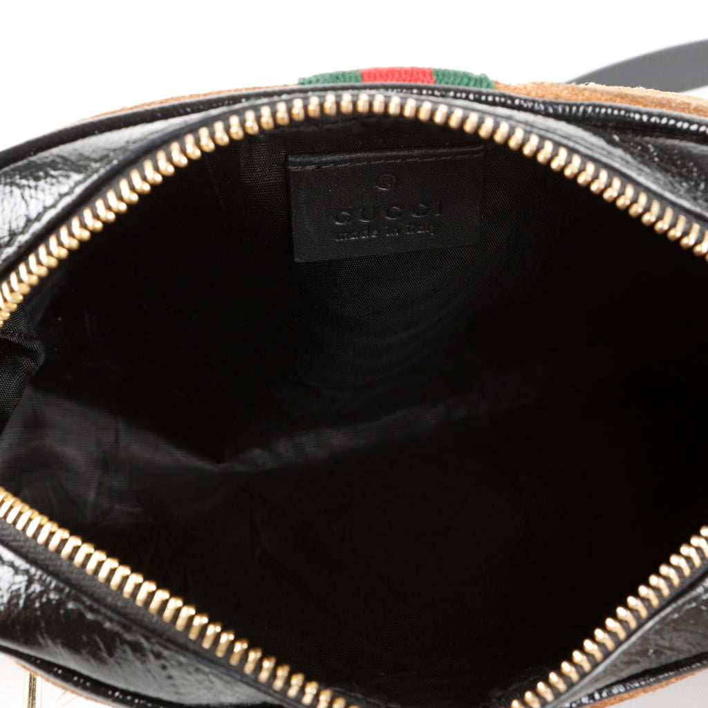Mini Ophidia Camera Bag, Brown Suede