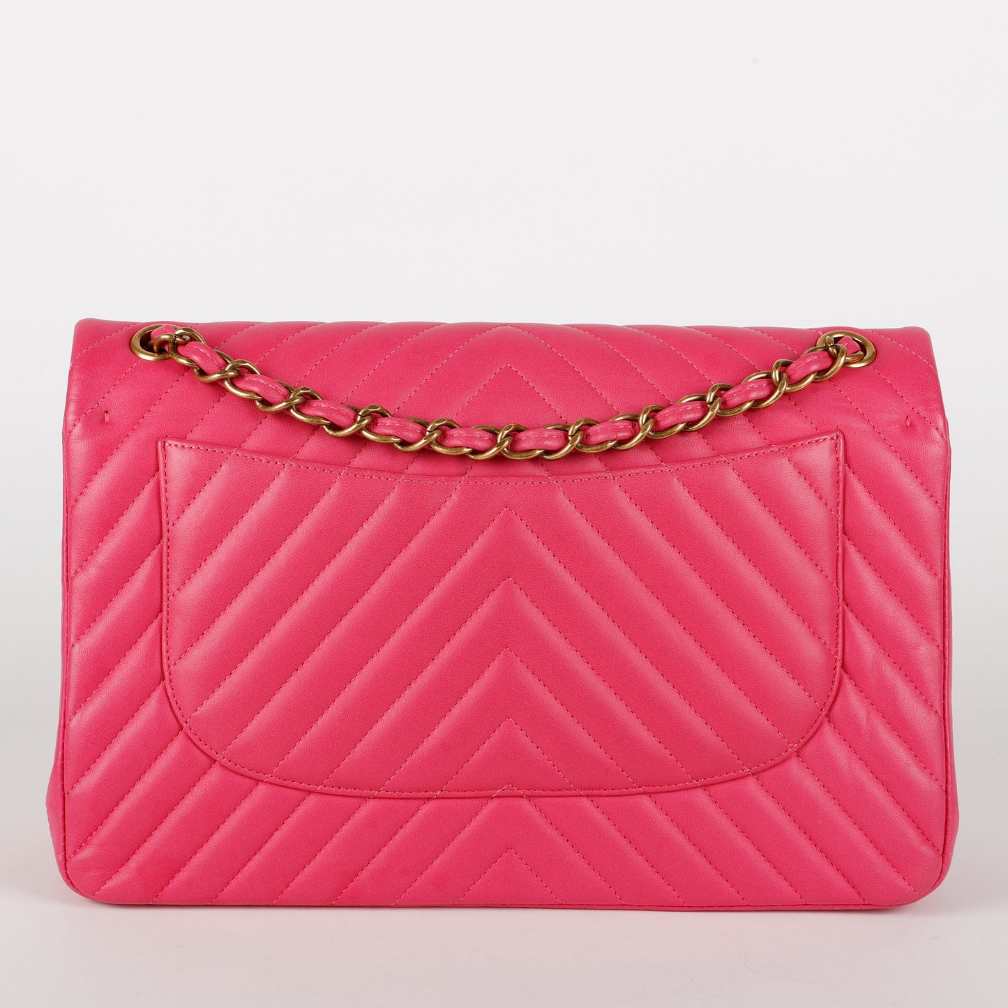 Jumbo Double Flap, Fuschia Chevron Lambskin