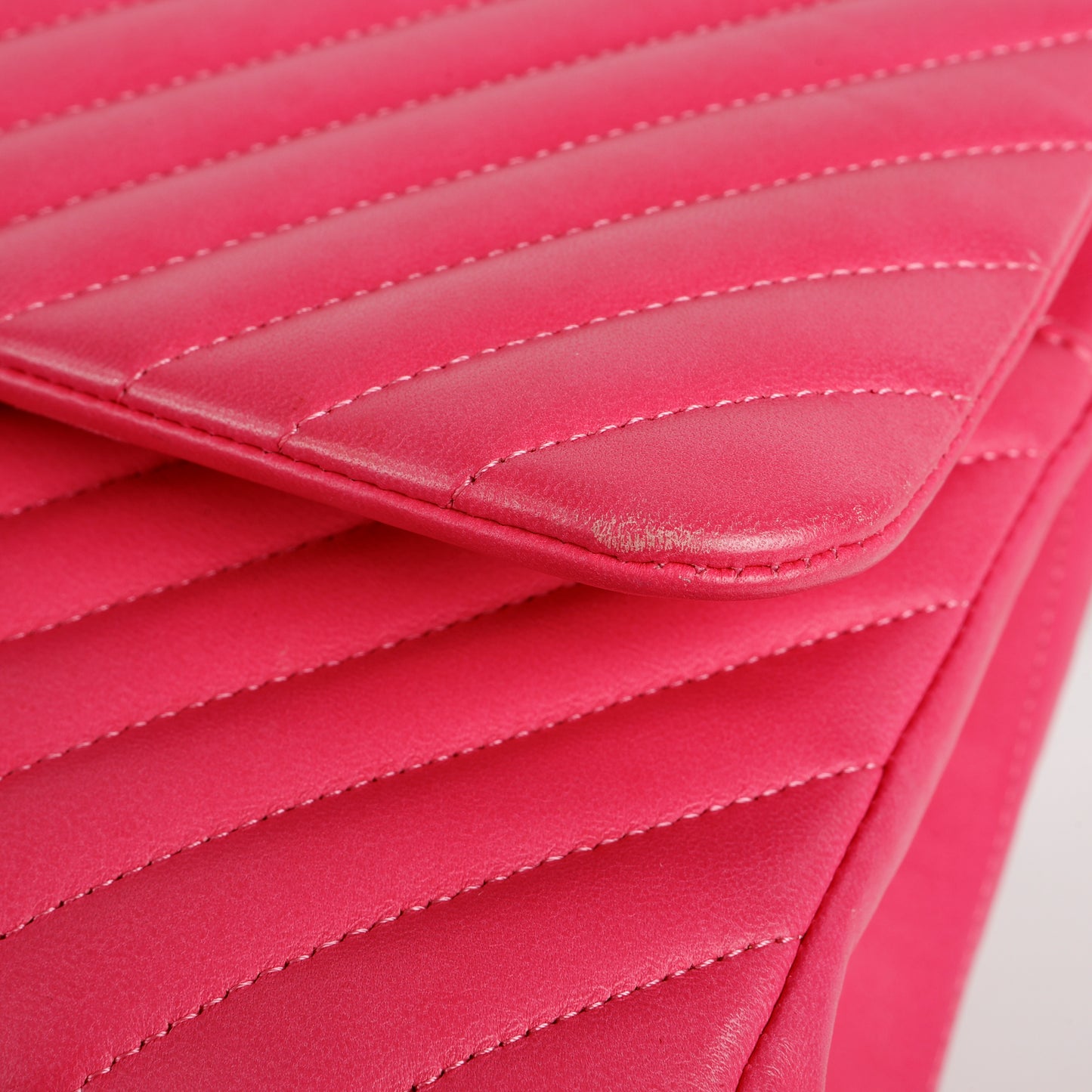 Jumbo Double Flap, Fuschia Chevron Lambskin