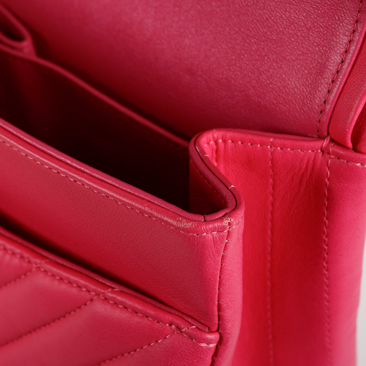 Jumbo Double Flap, Fuschia Chevron Lambskin