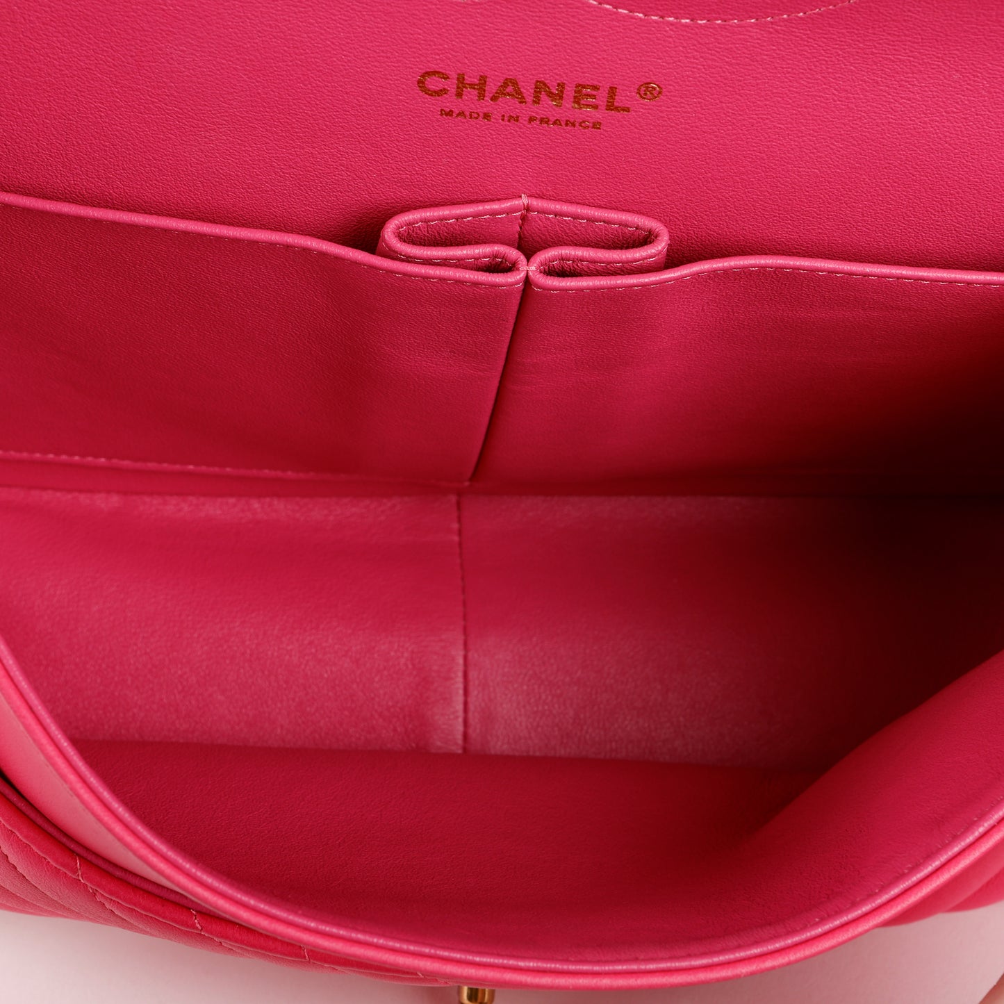 Jumbo Double Flap, Fuschia Chevron Lambskin