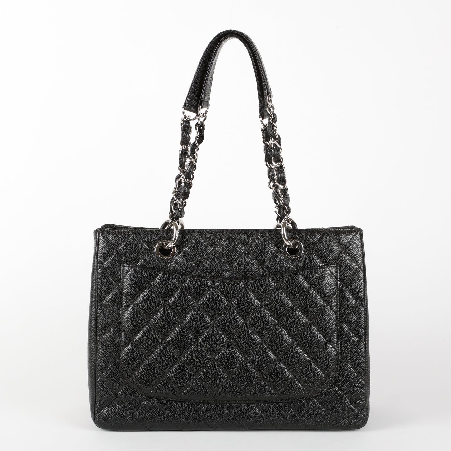 Grand Shopping Tote, Black Quilted Caviar
