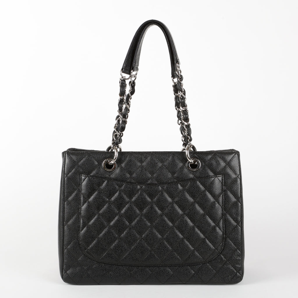 Grand Shopping Tote, Black Quilted Caviar