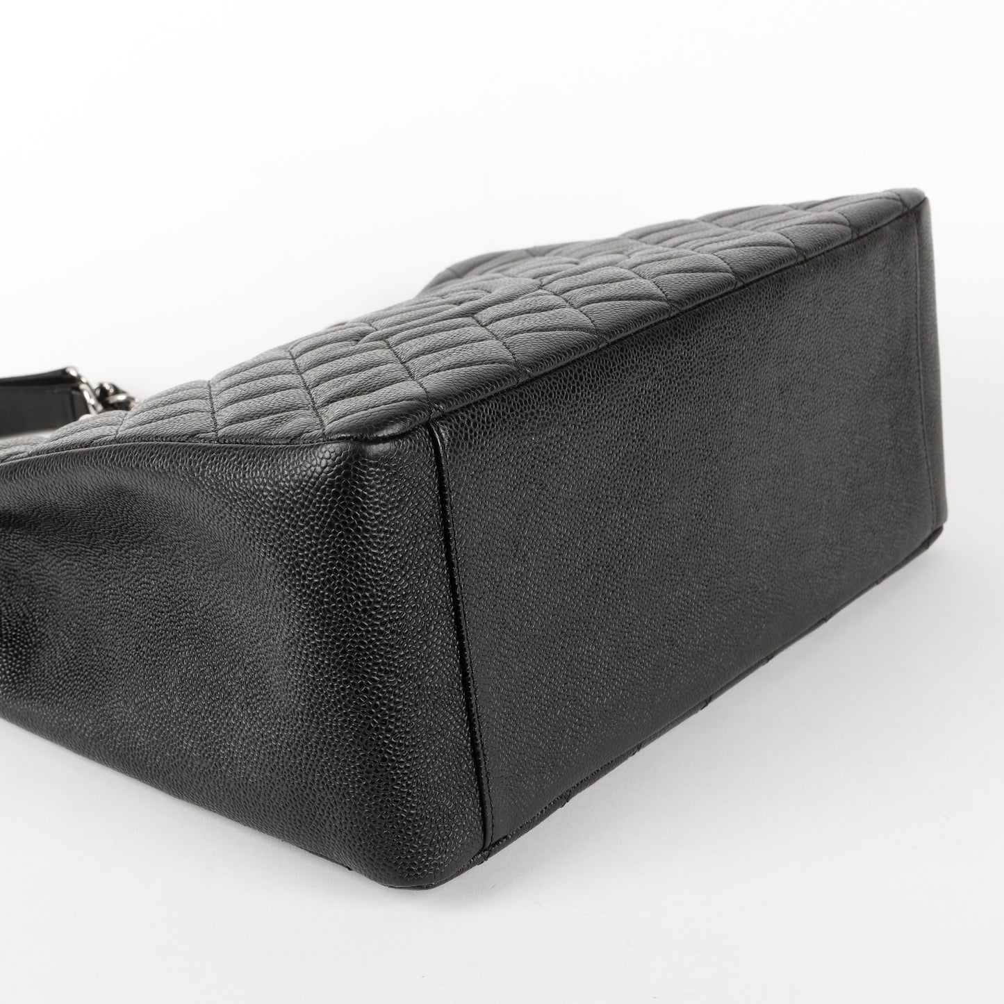 Grand Shopping Tote, Black Quilted Caviar
